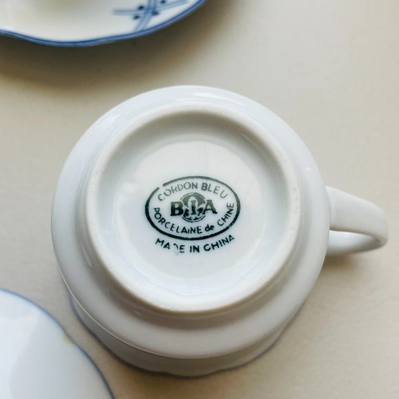 Vintage Cordon Blue Porcelain Blue Goose Demitasse Cup Saucer Set of 3 - Picture 9 of 9